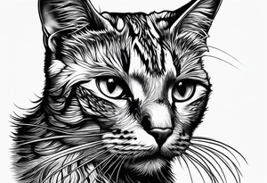 right side profile of a cat face tattoo idea
