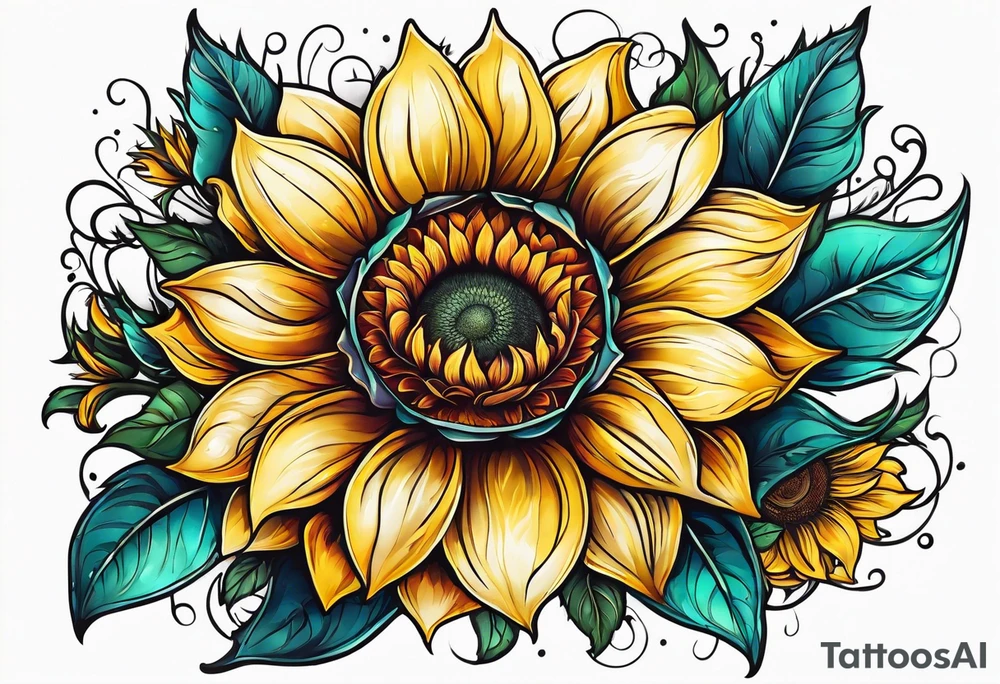 flower rose , sunflower, alien tattoo idea