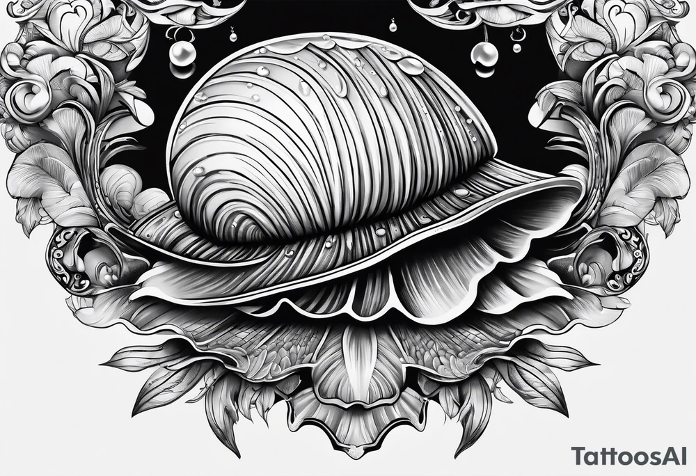 Open clam with pearl inside tattoo idea