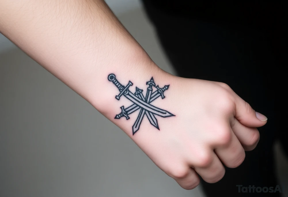 Give me a tattoo based on proverbs 27:17 about iron sharpening iron for me and the guys to get together probably two swords in it want a cross on the handle too tattoo idea