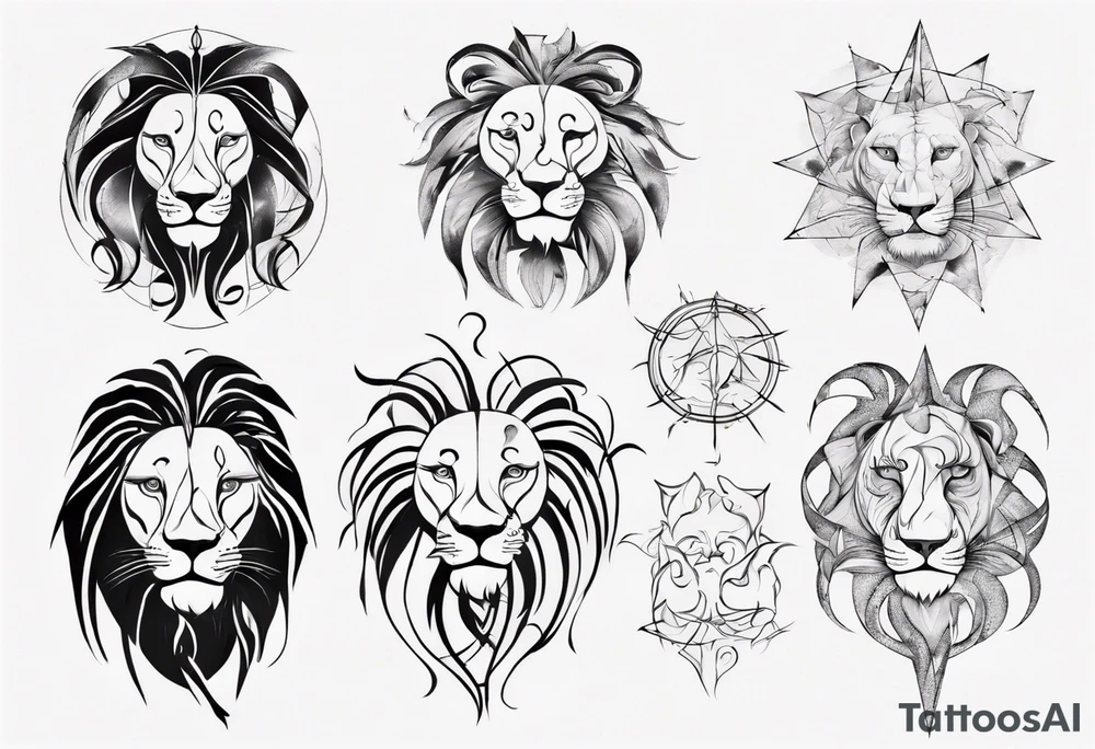Lion with pisces tattoo idea