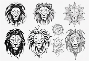 Lion with pisces tattoo idea