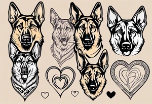 German Shepherd on a heart background tattoo idea