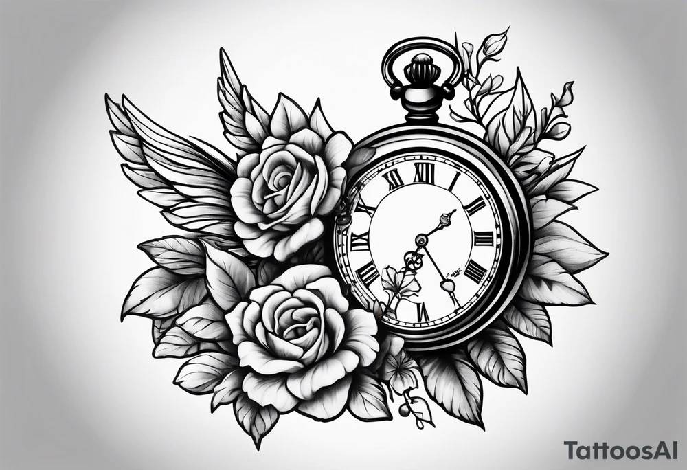 hand holding pocket  watch tattoo idea