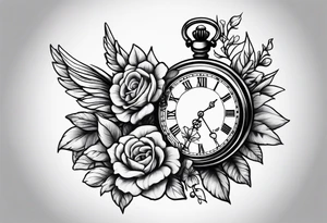 hand holding pocket  watch tattoo idea