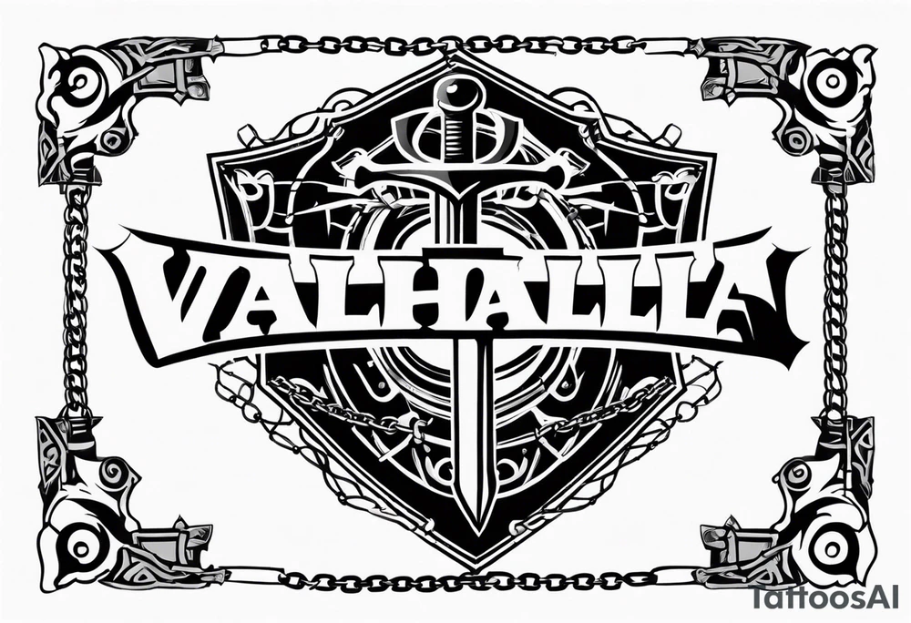 Valhalla sword shield barb wire chain tattoo idea