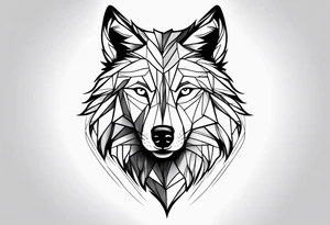 Male young Wolf face look realistic tattoo idea