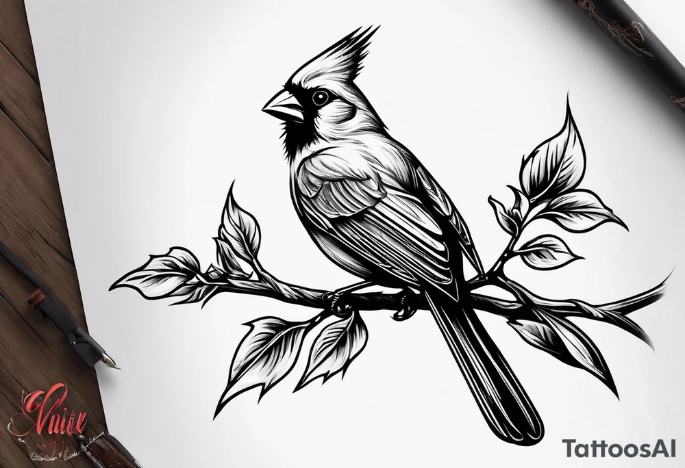 Cardinal bird with cross tattoo idea