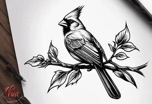 Cardinal bird with cross tattoo idea