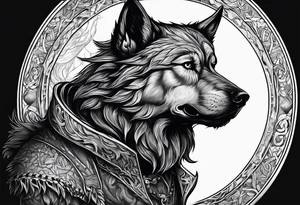 Werewolf and dog standing side by side tattoo idea