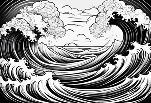 waves and clouds tattoo idea