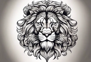 Oak tree shaped as roaring lion tattoo idea