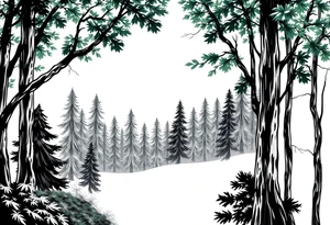 green forest background tattoo idea