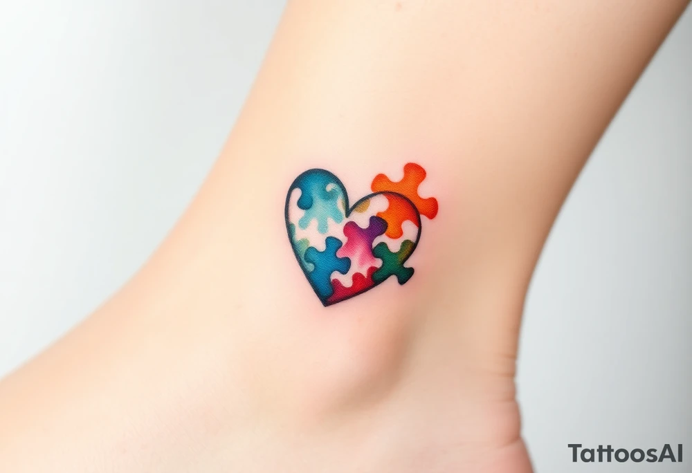 autism heart puzzle shape symbol tattoo idea