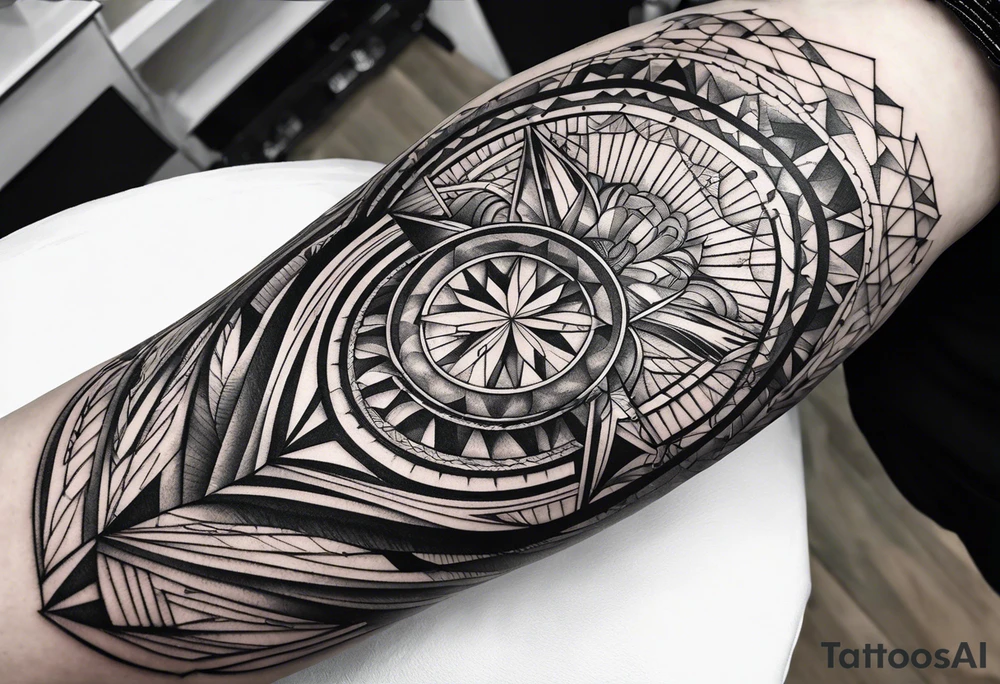 A geometric half sleeve tattoo idea