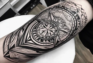 A geometric half sleeve tattoo idea