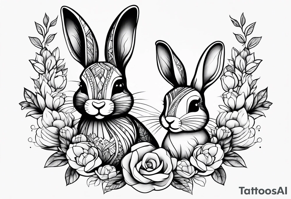Mum and baby bunny tattoo idea