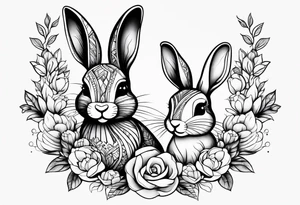 Mum and baby bunny tattoo idea