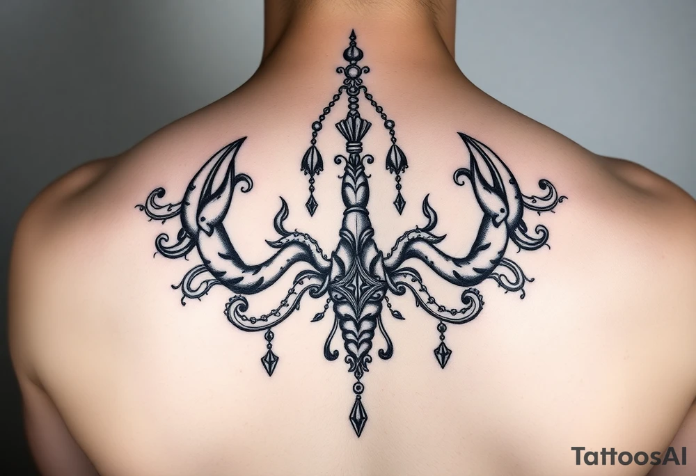 Ornamental chandelier natal scorpio tattoo idea