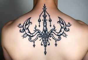 Ornamental chandelier natal scorpio tattoo idea