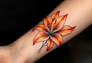 Orange glowing lily tattoo idea