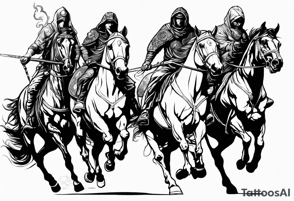 Four horseman of the apocalypse going up and down tattoo idea