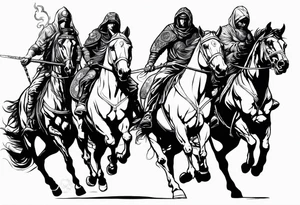 Four horseman of the apocalypse going up and down tattoo idea