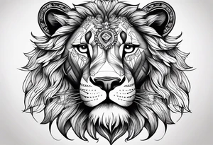 lion face, symmetrical, chest tattoo tattoo idea