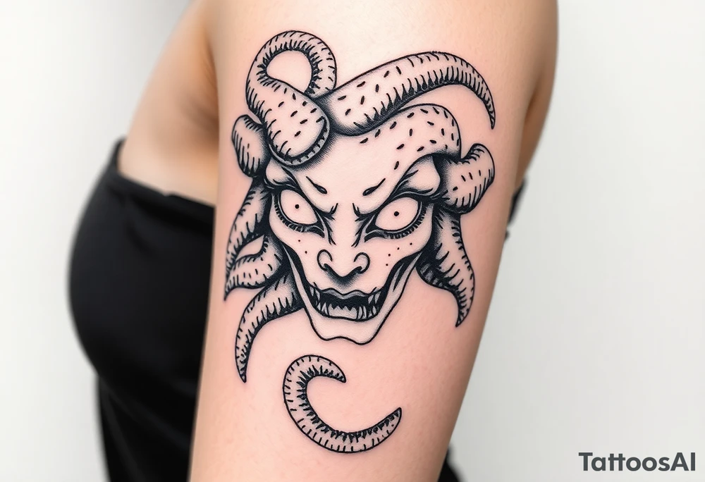Medusa with white eyes tattoo idea