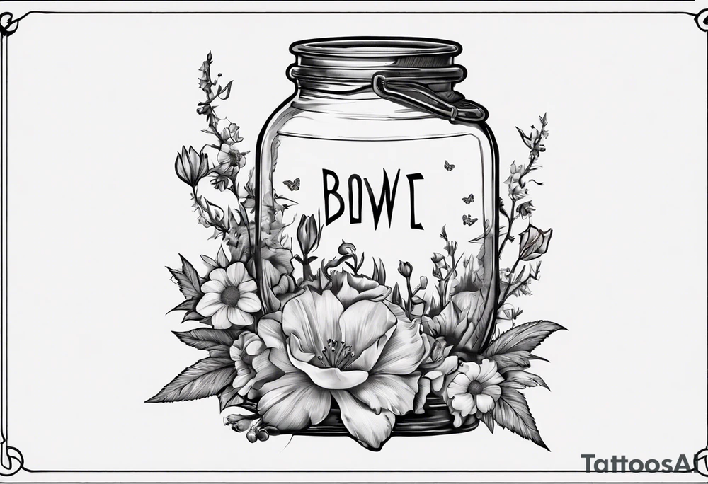 jar with flowers and the date blow the jar 12.08.05 tattoo idea
