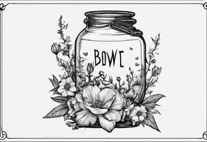 jar with flowers and the date blow the jar 12.08.05 tattoo idea
