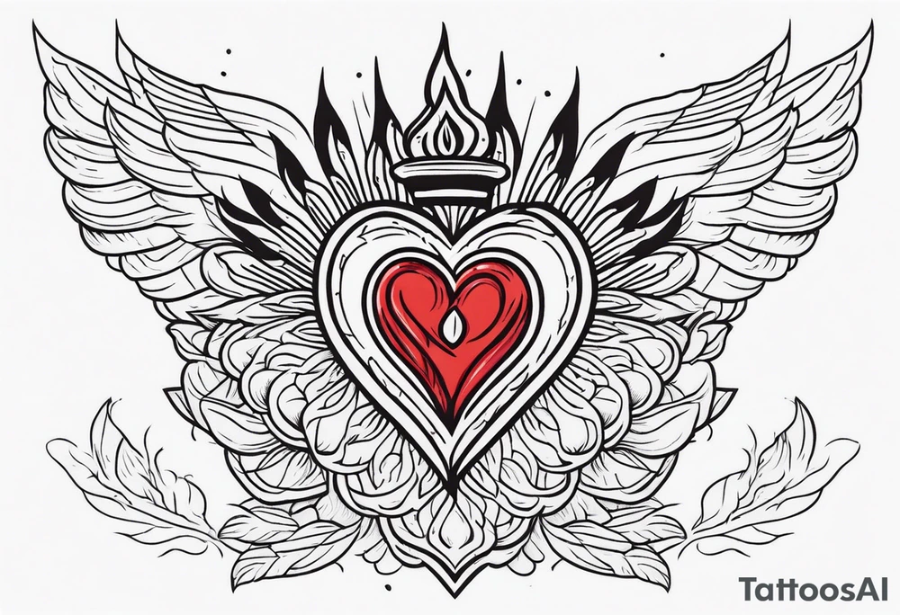 sacred heart vintage traditional tattoo fire tattoo idea