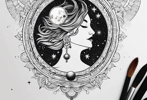 Astrology, Natal Chart, Cancer sign symbolic, vision, yin yang, the moon, the sun, Uranus, Pluto, spiritual, third eye, mystical, Zen, armband tattoo idea