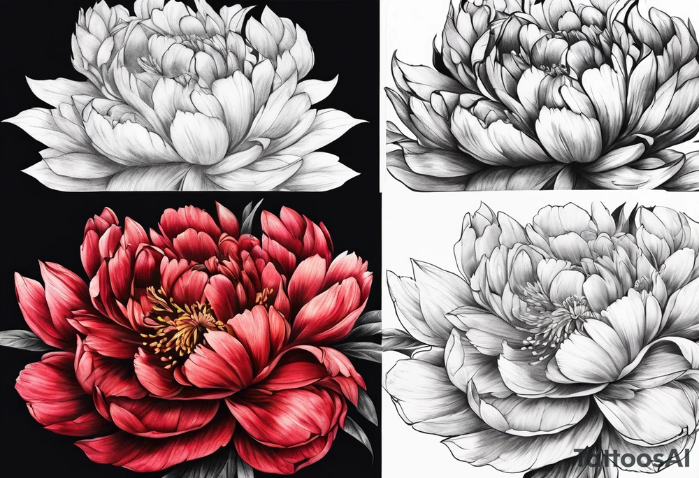 red peony tattoo idea