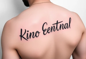 Forearm tattoo with the words kino central tattoo idea