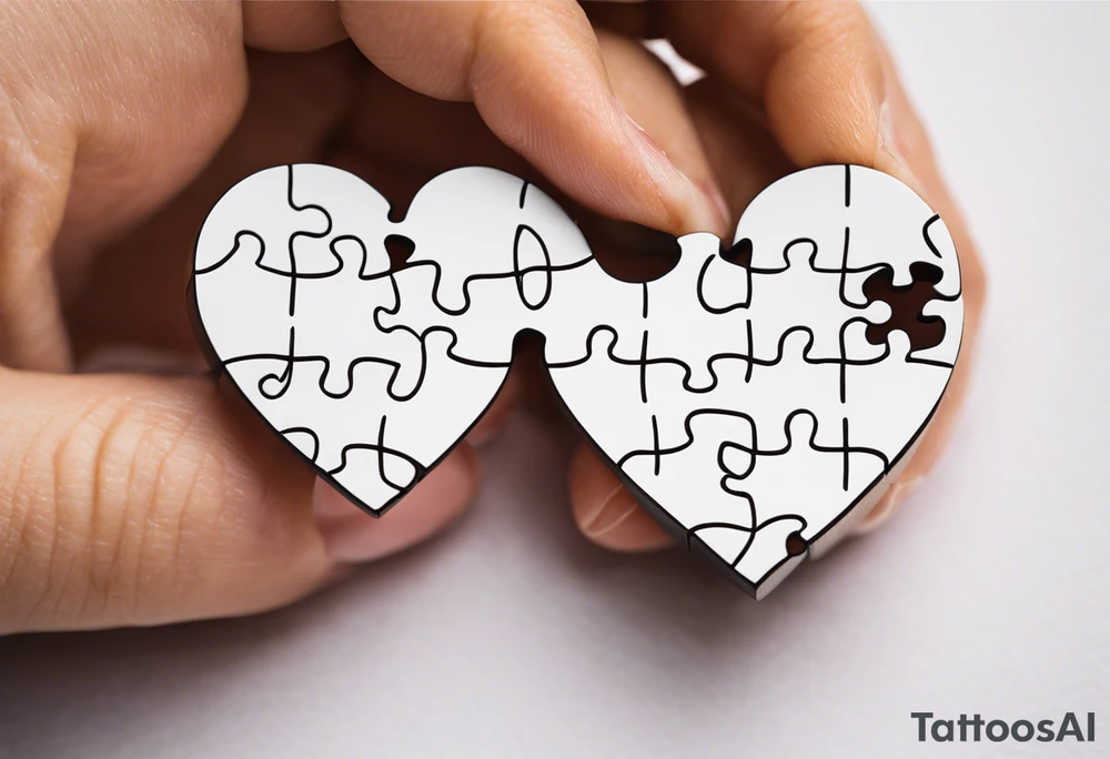 Interlocking Puzzle Pieces
   Concept: Two outlined puzzle pieces that are interlocking or fit together perfectly, symbolizing how you and your sister were connected. One of the puzzle pieces could have the small, filled-in heart inside it.
   Text: “To my favorite sister” could be placed underneath or along the curve of your ankle, maintaining your sister’s handwriting. You could position the text so it wraps slightly around the interlocking pieces. tattoo idea