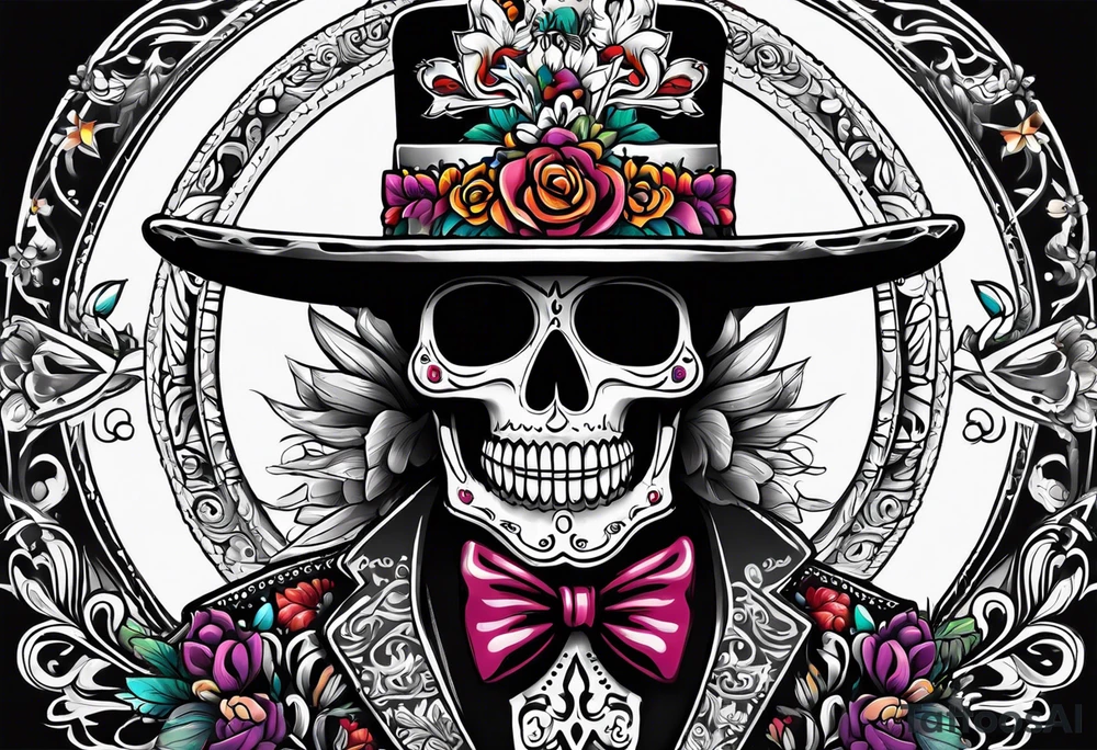Mexico day of dead  man standing
 skeleton drink tattoo idea