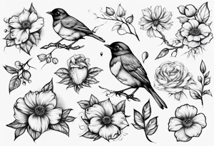 Nature Blooming, sleeve, robins tattoo idea