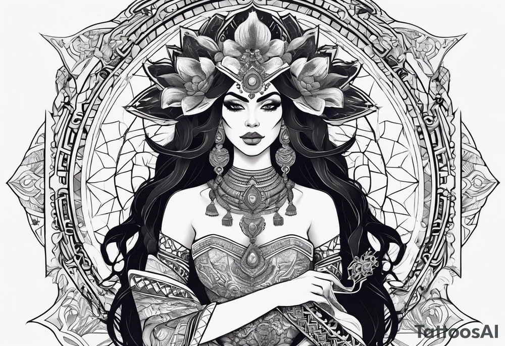 kali ma, alien goddess, valkrye, pirate, divine feminine, zenza resonance, pachamama, lotus azul, blank panther, eagle, skull, 5D, nueva gaya, dna 12 tattoo idea