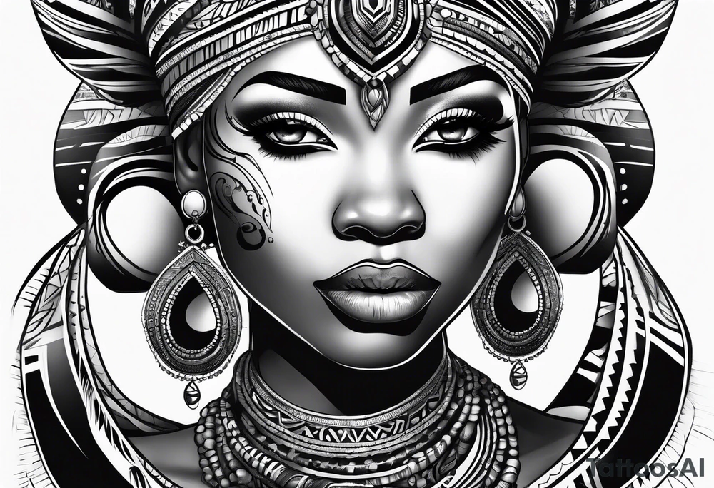 African tribal woman tattoo idea