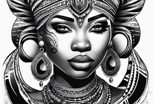 African tribal woman tattoo idea