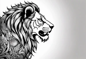 gothic lion skeleton side profile hunting tattoo idea