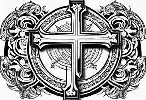 religious theme tatto with 3 crosses tattoo idea