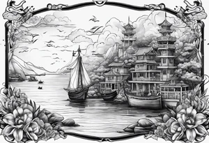 Sea view port tattoo idea