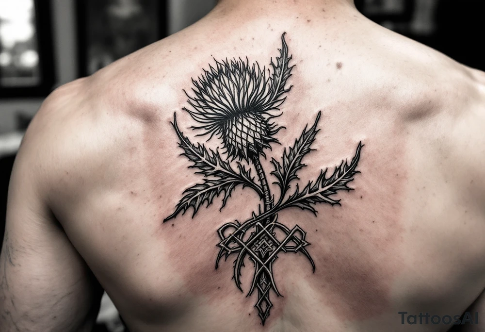 include the Scottish Gaelic translation of, "What is destined for you won't pass you by" and the Scottish thistle along with a Scottish Celtic cross. To be tattooed on the forearm tattoo idea