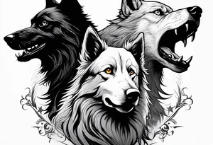 Harry Potter Werewolf and black dog standing side by side tattoo idea