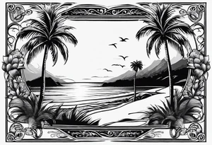 Beer Drinking 
California Palm Trees Beach tattoo idea