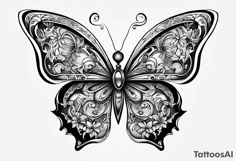 Create a Fine Line tattoo made out of three letter M’s and very pretty maybe a butterfly tattoo idea
