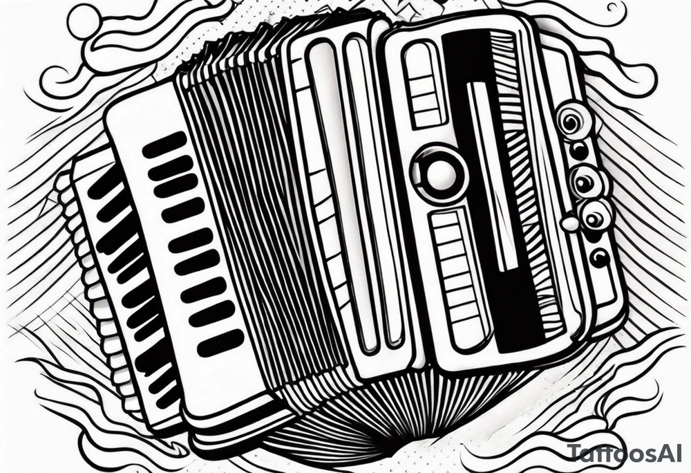 Accordion on a burn paper tattoo idea