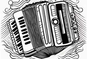 Accordion on a burn paper tattoo idea